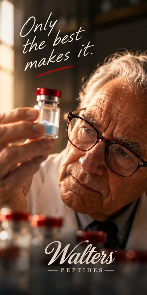 Walter studying a vial up close. Only the best makes it.